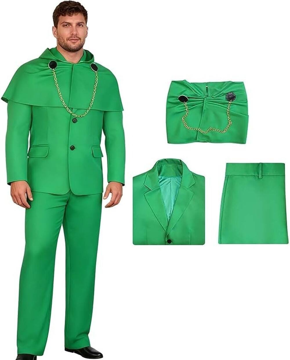 Doctor Doom Fantastic Four Costumes Cosplay Green Halloween Suit sz M/L